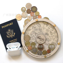 Personalized Coin Box Travel Gift 亚马逊新款木制存钱罐