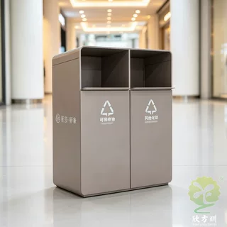 室内购物商场导轨抽拉式不锈钢分类垃圾桶喷塑金属果皮箱厂家定制