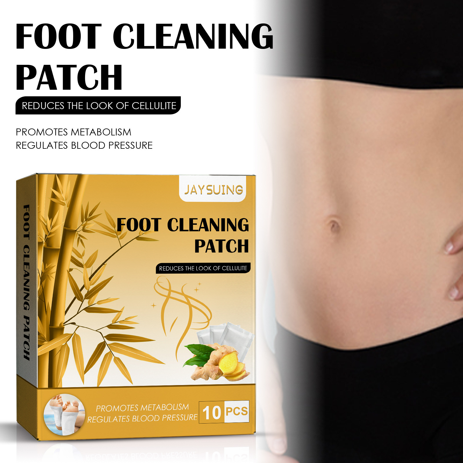 Jaysuing Patch de pied modelant le corps au gingembre pour les personnes paresseuses, relaxant et raffermissant le corps, les muscles des cuisses, la taille et_voghion.com