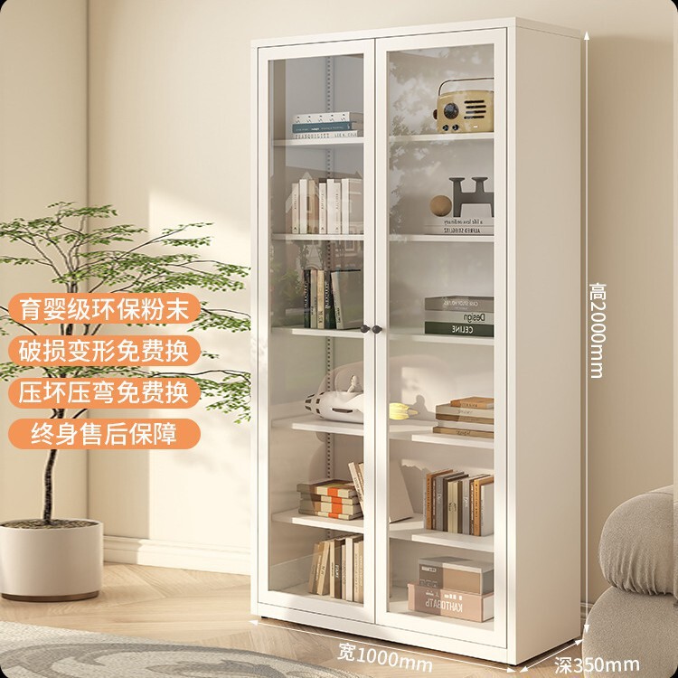 新款书柜客厅2025新款置物柜玻璃门陈列柜现代简约铁艺书架手办展|undefined