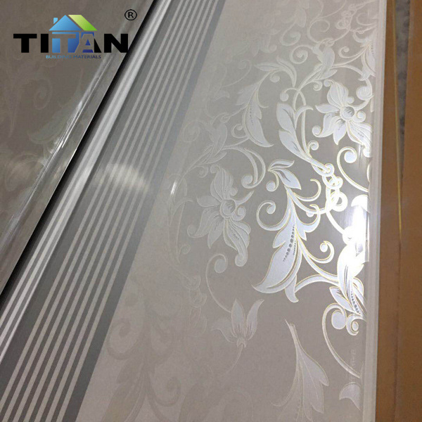 Techo de refuerzo de PVC 7mm * 25cm película de transferencia de grano de madera cóncavo de revestimiento integrado techo hot stamp