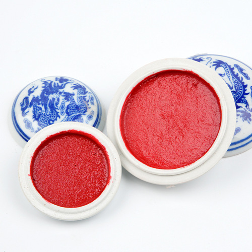 批发 青花瓷朱砂印泥 30g文房四宝学生书法绘画印章书画篆刻印泥