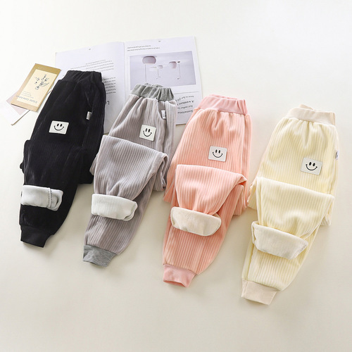 Children's sport pants new unisex baby baby lined pants autumn winter outerwear thick warm pants children's clothing