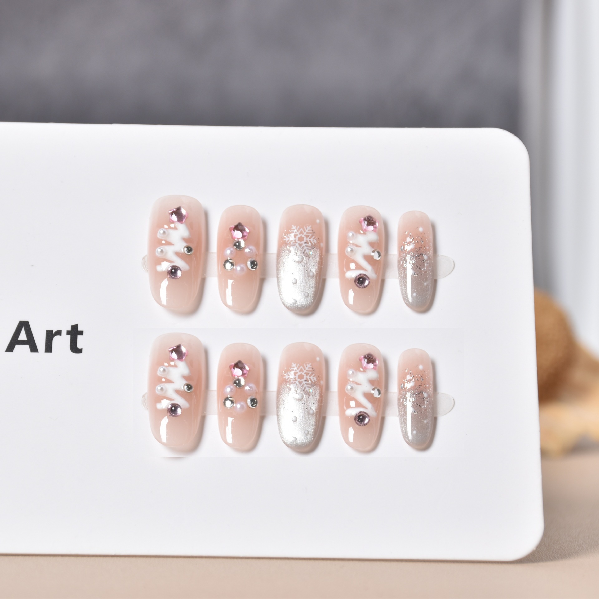 Manual puro de Navidad sensación de atmósfera de uñas parches de uñas adorables parches de uñas de Año Nuevo productos terminados