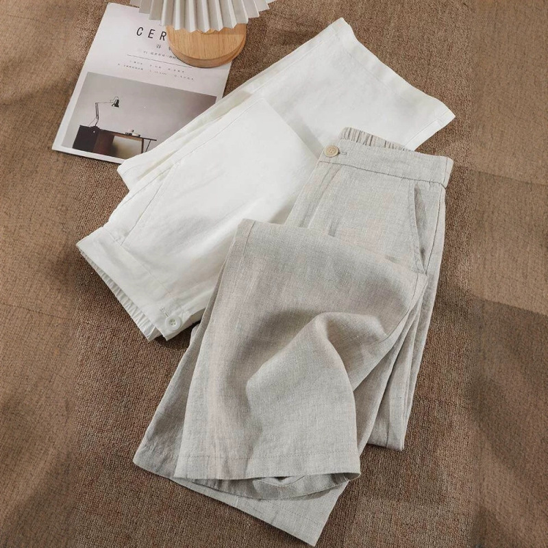 【French Linen】Old Money Style Relaxed Fit Full Linen Long Pants for Women, Autumn Loose Pure Linen Narrow Wide-Leg Pants 【French Linen】Old Money Style Relaxed Fit Full Linen Long Pants for Women, Autumn Loose Pure Linen Narrow Wide-Leg Pants