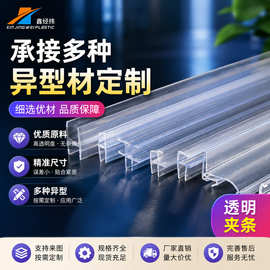 工厂硬质塑料型材玻璃包边夹条F型工字型异型材PVC玻璃透明夹条