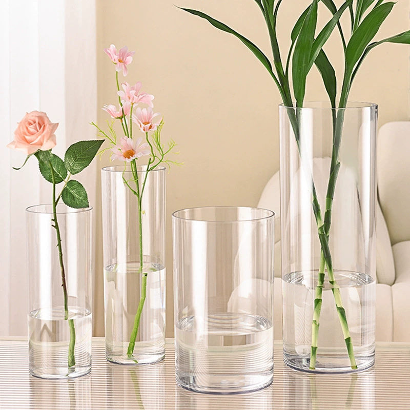 High-transparent simulation glass plastic vase, food-grade hydroponic plant container, multiple sizes
