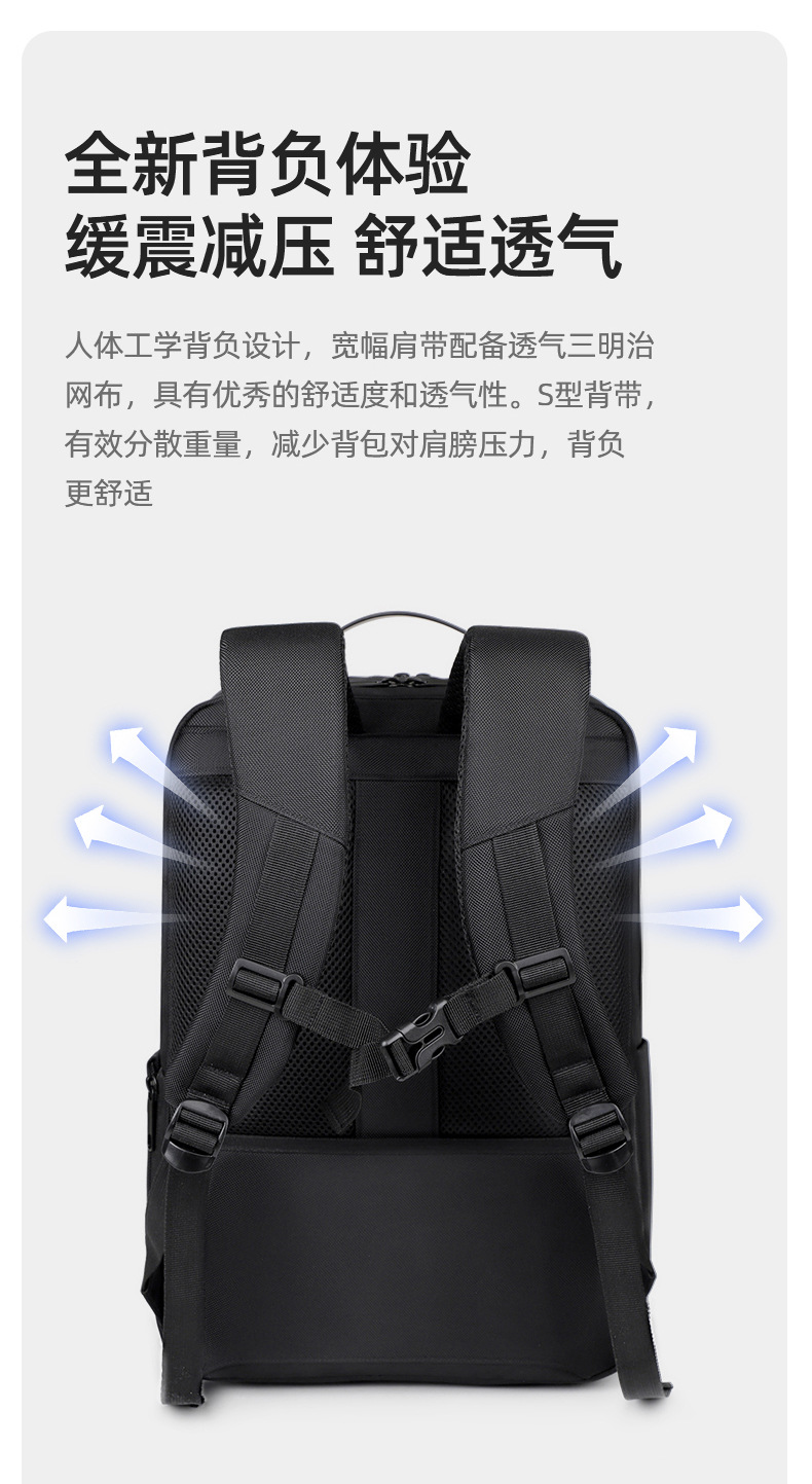 Cross-border airbag shockproof laptop backpack for men, high-end waterproof business backpack for men's commuting undefined