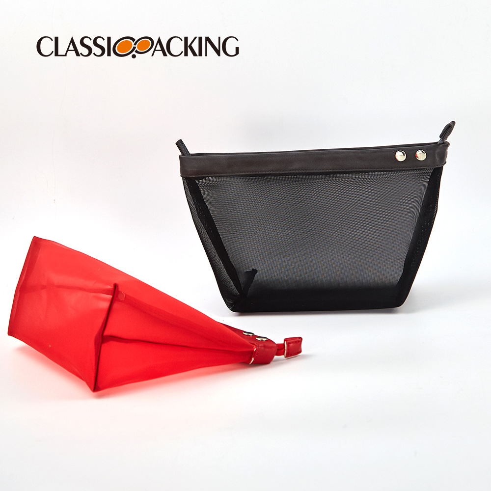 2022 bolso cosmético simple del estilo japonés y coreano malla bolso cosmético del almacenamiento del bolso del lavado de la capacidad grande con el logotipo impreso