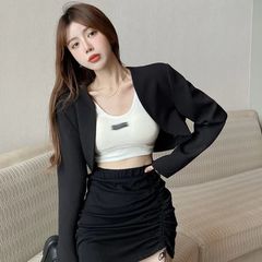 复古短款小西装女秋炸街外套辣妹设计感时髦坎肩开衫宽松休闲上衣
