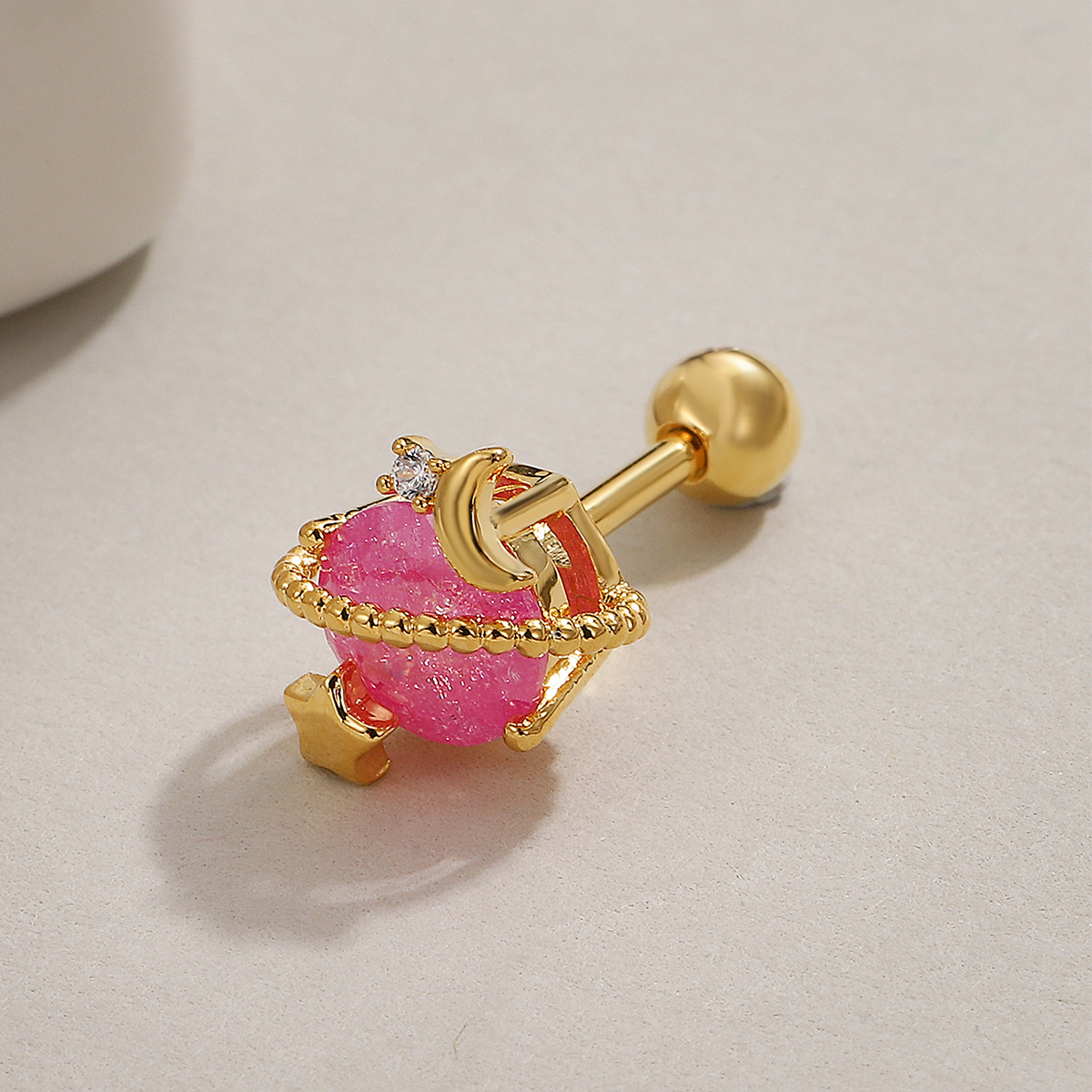 Copper Material Vintage Micro-set Zircon Butterfly Flower Feather Heart Copper Screw Earrings