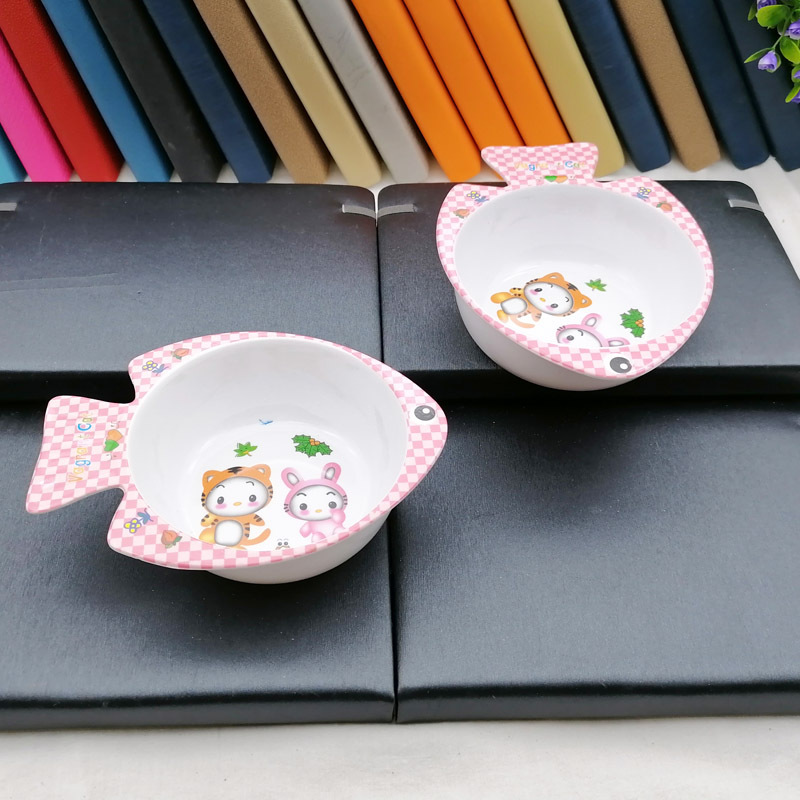 D2443 8802 en forma de pez para niños tazón de melamina tazón de porcelana de imitación vajilla tazón de bebé Yiwu 2 yuanes suministro de la tienda