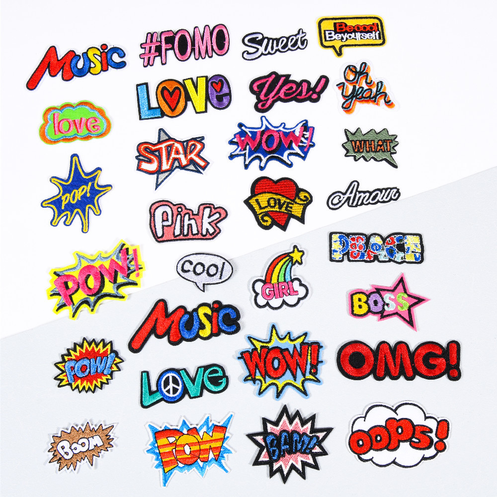 馨文厂家直销电脑绣花刺绣补贴字母几何造型 服装鞋帽搭配外贸批