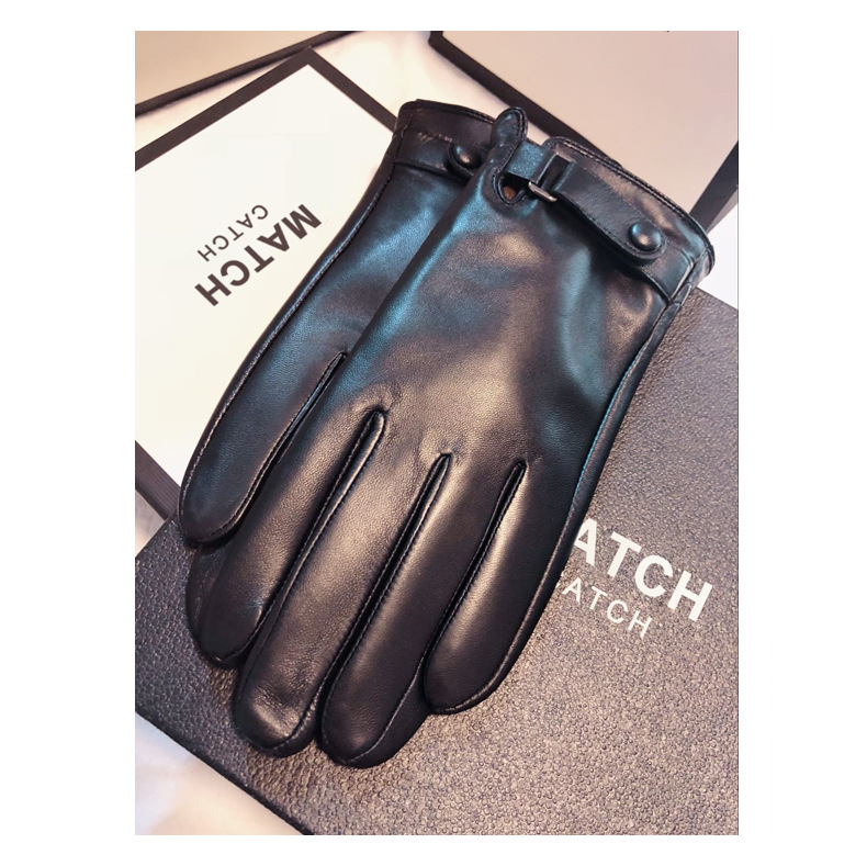 Guantes térmicos de piel de oveja para hombre Otoño e Invierno forrados de vellón engrosados a prueba de frío al aire libre motocicleta guantes de pantalla táctil