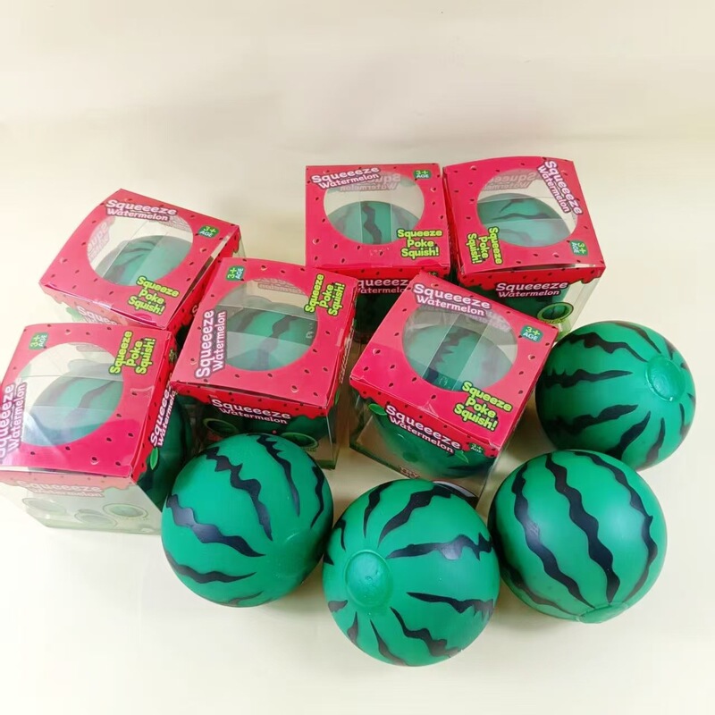 Large Watermelon Squeeze Ball with Colorful Beads Inside, Fun Fruit Stress Relief Toy for Children, Wholesale