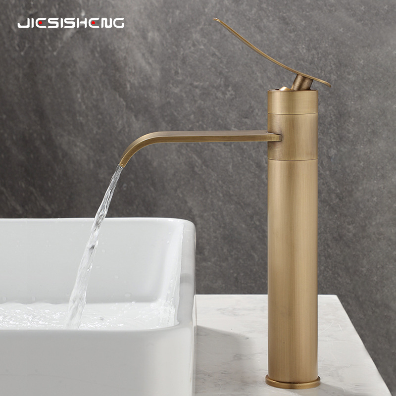 Cross-border antique copper basin faucet toilet bathroom cabinet sink table basin hot and cold waterfall faucet