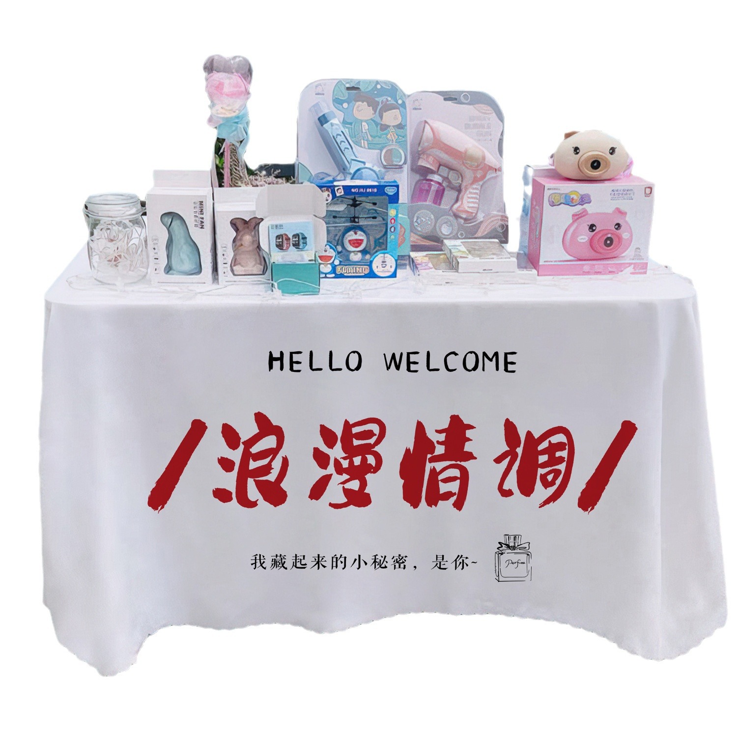 Perfume pescar tela de mesa publicitaria departamento de publicidad mercado nocturno puesto tela de mesa carro tela de mesa de carretera