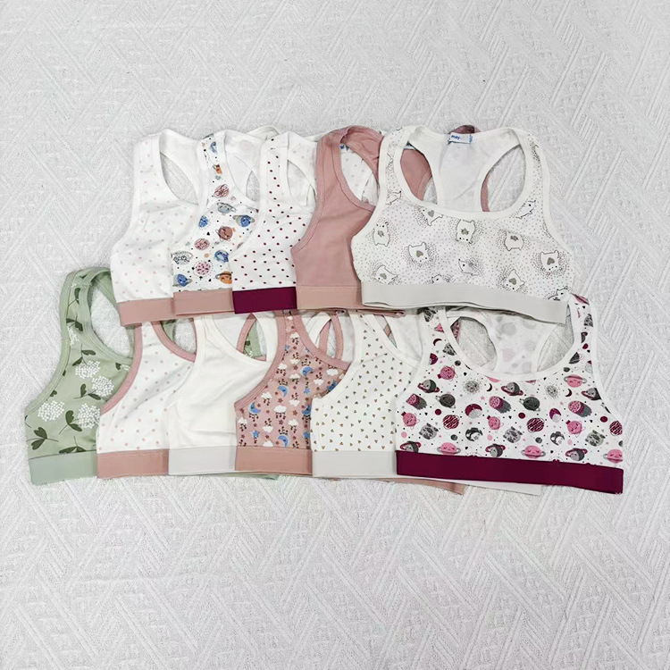 Spain single foreign trade girls anti-light vest cotton I-shaped vest comfortable underwear short base vest