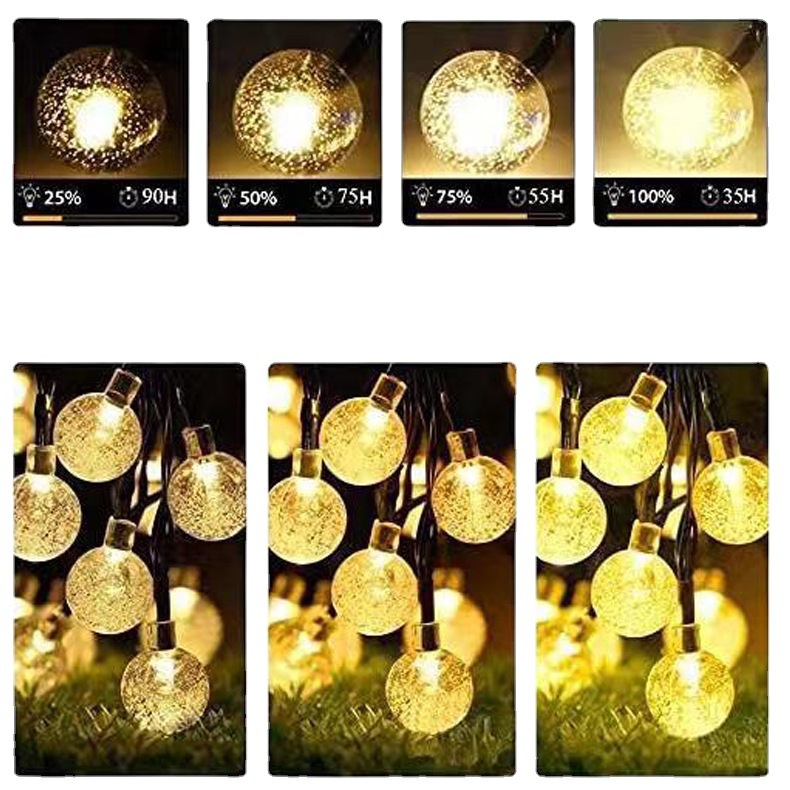 Especial transfronterizo para cadena de luz solar, luz de color de día de Navidad, luz led, bola de burbujas, luz de decoración de campamento al aire libre al por mayor