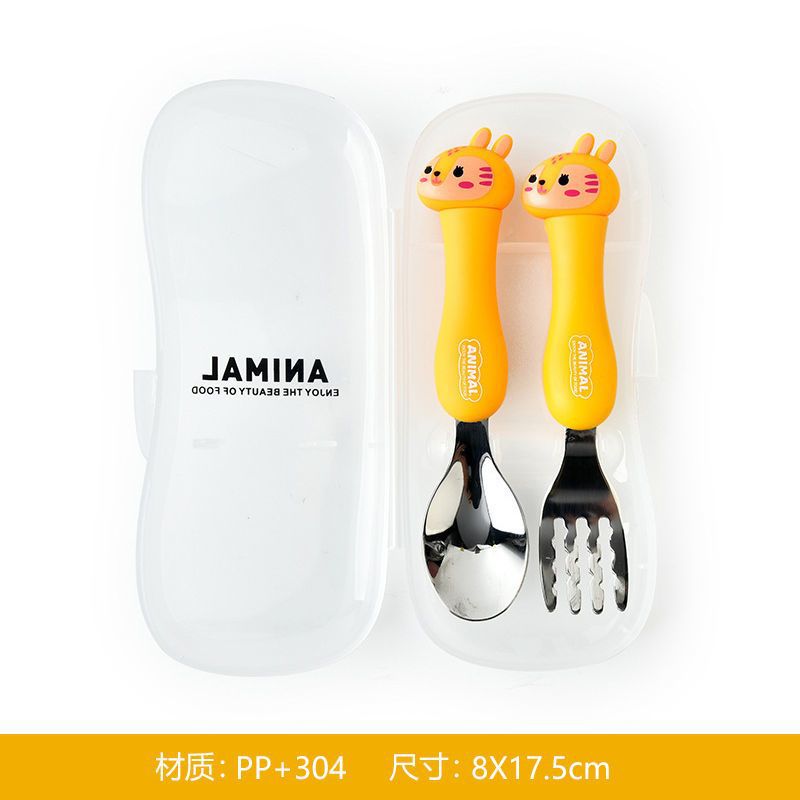 Animal encantador portátil para llevar estudiantes cucharas de comidas dormitorios escolares cucharas de cubierta de cubierta set