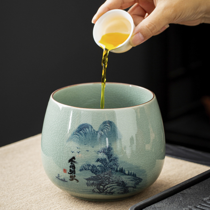 茶渣缸茶洗缸陶瓷茶叶废水缸大号桌面倒茶水盅洗茶具盆茶钵建水盂|undefined