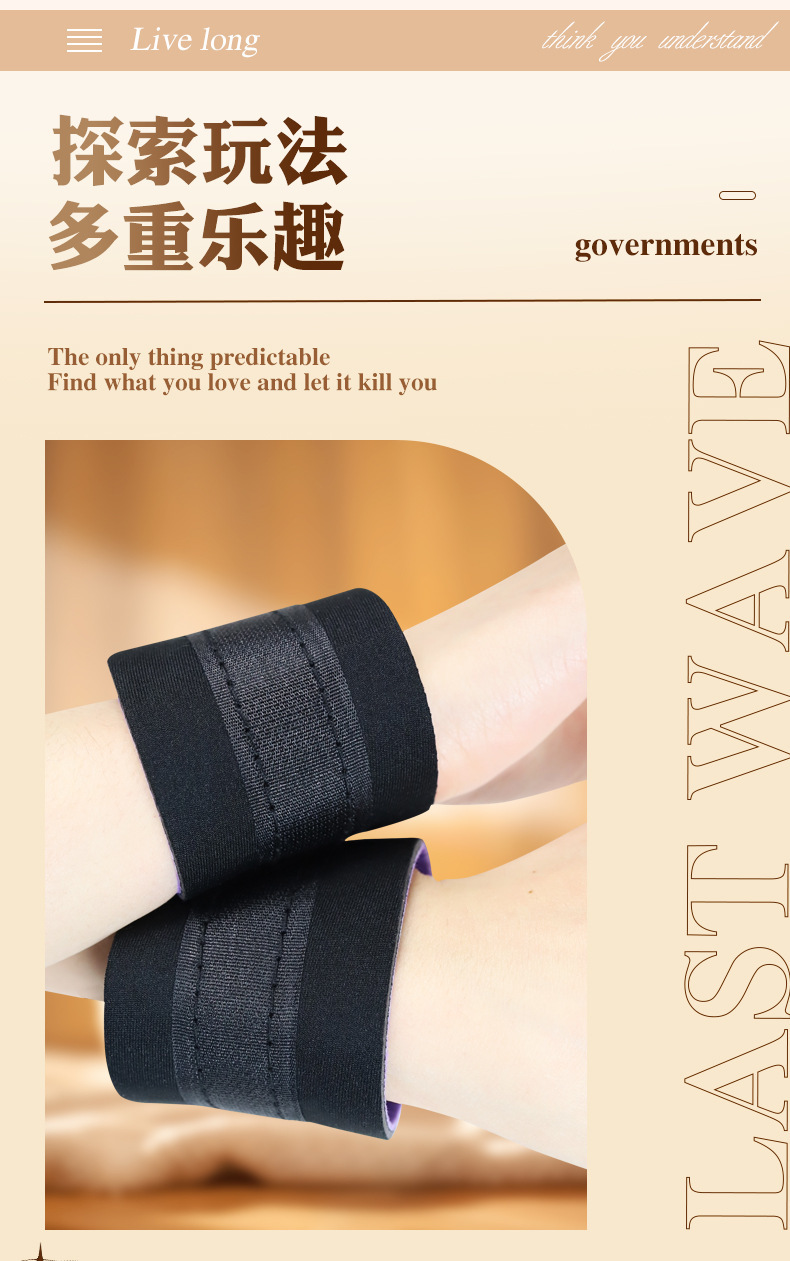 SM Bondage Handcuffs Set in Black with 304 Stainless Steel and Neoprene Body — detail image 15