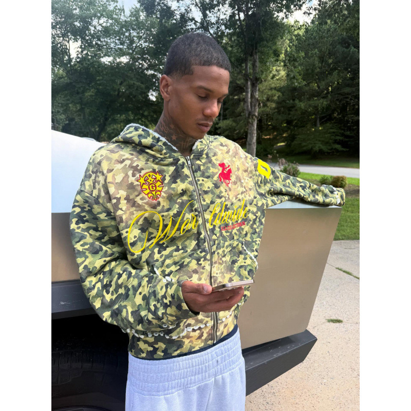 European and American Fashion Loose Camouflage American Western Cowboy English Letter Print Pattern Cool Sweatshirt for Men and Women