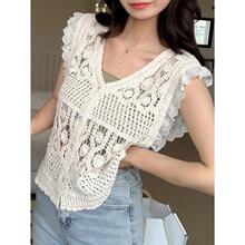 W 87975 Crochet V-neck knit vest ���� V ����֯���Ŀ羳��
