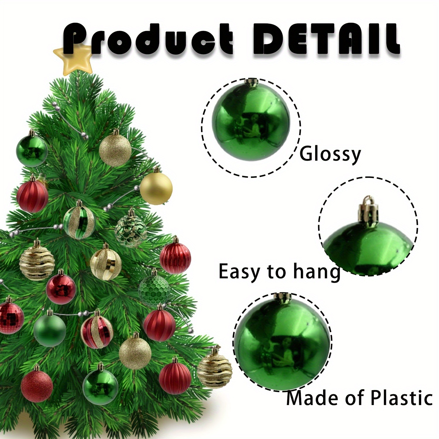 Navidad 60PCS plástico galvanizado Navidad set árbol de Navidad atmósfera festiva bola decorativa