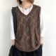 2025 Spring and Autumn New Retro V-neck Crochet Knitted Sleeveless Vest Top Women's Loose Hollow Pullover Vest