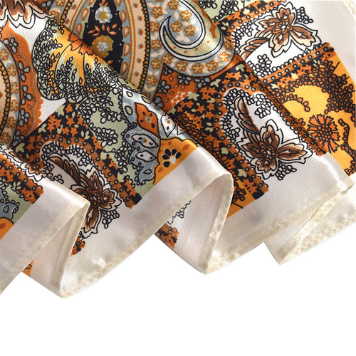 Cross-border new women's silk scarf printed satin 60 large cashew nut square scarf wholesale professional small square scarf
