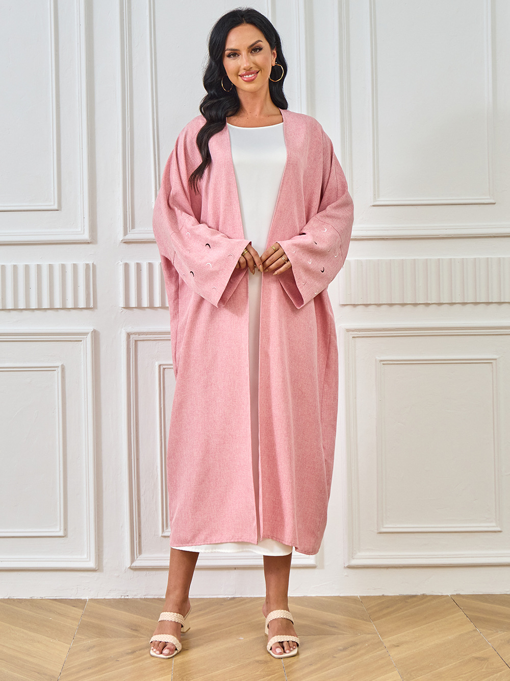 YLL05 Foreign Trade Abaya 2024 Summer Middle Eastern Cross-border Muslim Elegant Cardigan Embroidered Dress Robe For_ecoleips.com