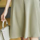 2025 new summer high-grade texture round neck solid color-dress women's small casual loose short sleeve A- line skirt