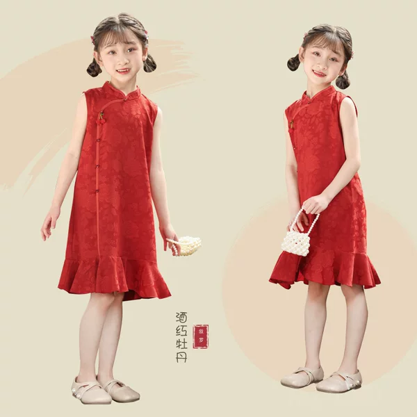 New Chinese-Style Children's Clothing, Girls' New Chinese-Style Retro Dress, 2026 Summer Little Girl's Elegant National Style Cheongsam