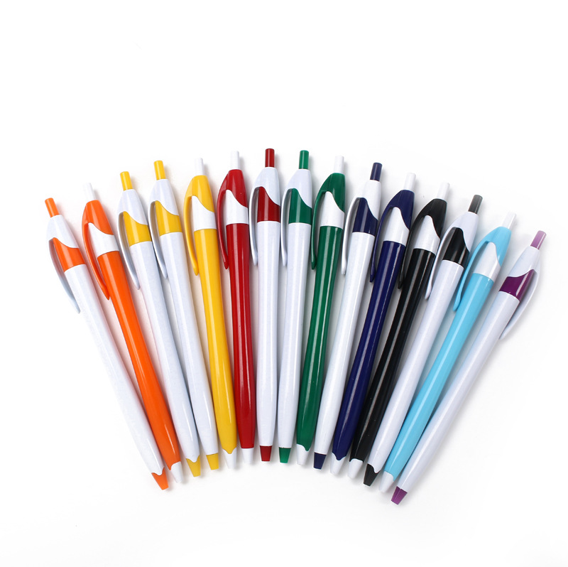 厂家定制白色杆身塑料原子笔圆珠笔广告笔可用于书写定制logo促销