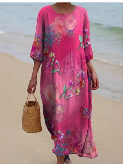 summer fashionable long-sleeve with a round collar