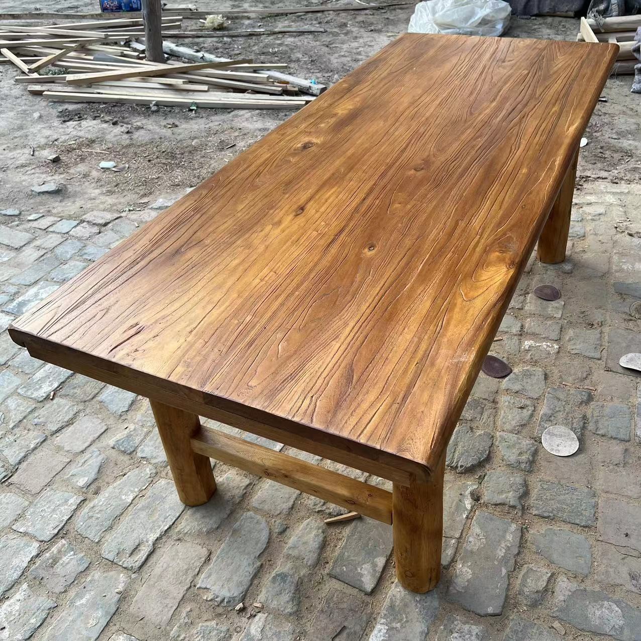 Old elm desk old door panel tea table home dining table old wooden bar retro coffee table solid wood small table