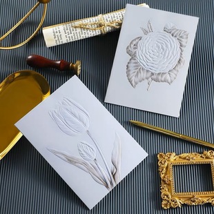 Creative Business embossed flowers holiday greeting card Thanksgiving blessing wedding oath card simple thank gift card