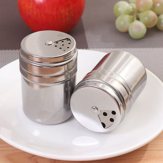 Factory Direct supply stainless steel rotating seasoning Jar Kitchen barbecue seasoning bottle pepper jar 2 yuan shop daily necessities