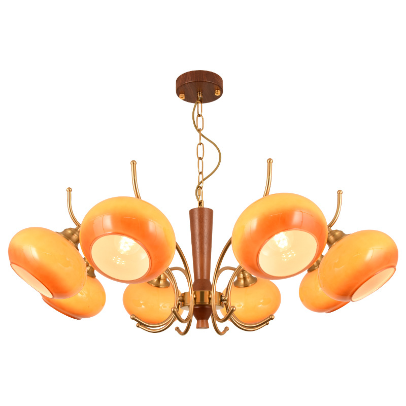 Lámpara de la sala de estar medieval francesa retro americana lámpara de madera maciza nuevo vidrio cálida lámpara de dormitorio L271