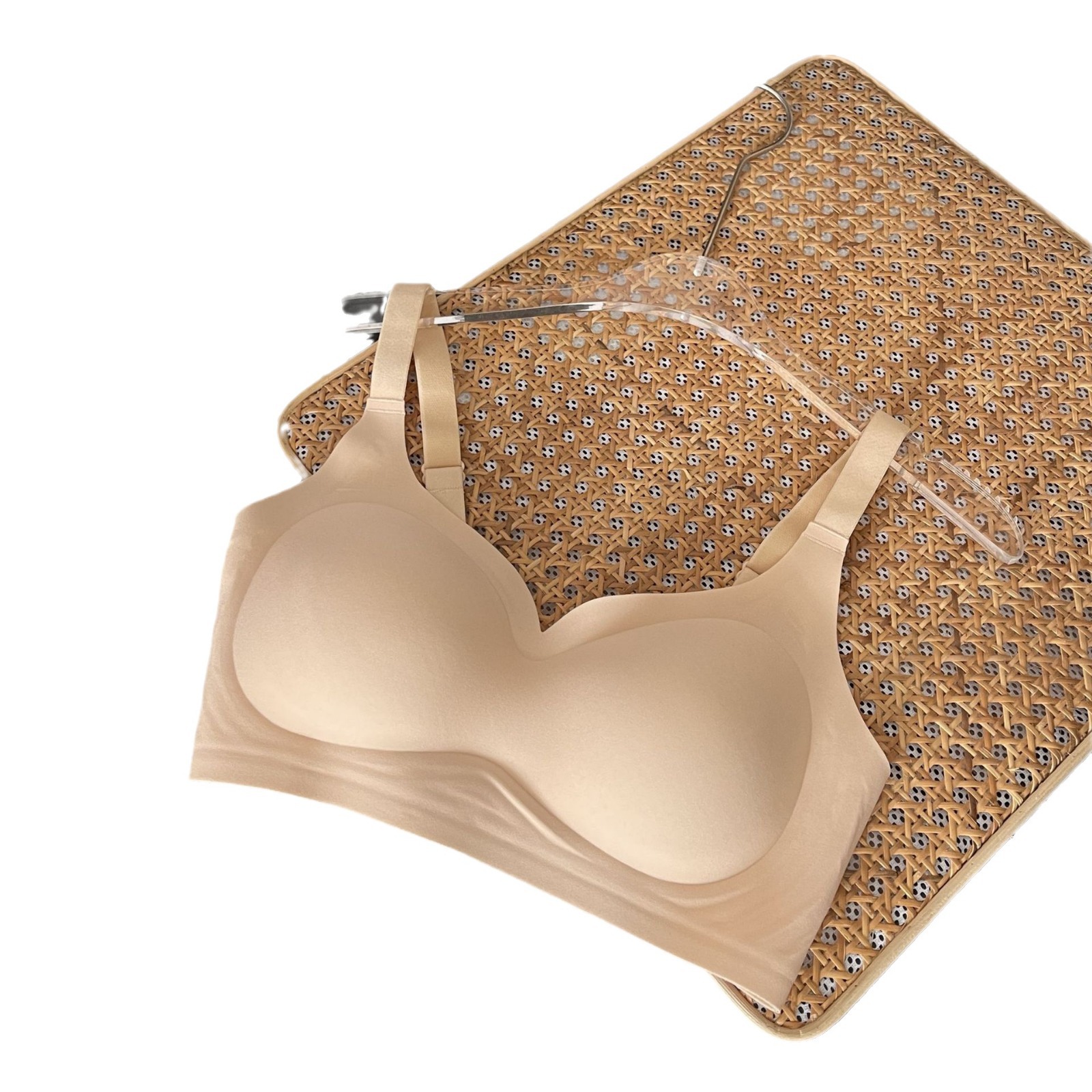 Tira de jalea sin costuras ropa interior suave soporte brillante sujetador de elevación taza fina taza fija grasa gran correa de hombro Sujetador deportivo