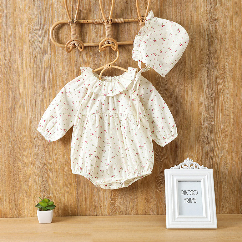 2022 estilo coreano niñas bebé algodón floral mameluco con capucha ins recién nacido versátil cómodo primavera y otoño escalada corta