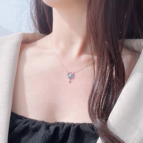 s925 sterling silver new star and moon necklace female ins Korean version fashion star moon pendant light luxury zircon clavicle chain