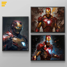 超级英雄漫威动漫钢铁侠装饰挂画跨境一件代发无框画高级感装饰画
