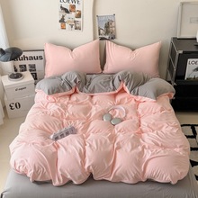 新款ins风纯色水洗棉四件套北欧简约亲肤学生宿舍三件套跨境批发