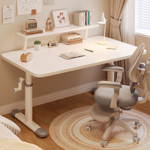 手动升降白桌子加厚简约儿童学习书桌宿舍书房家用电脑桌桌椅套装