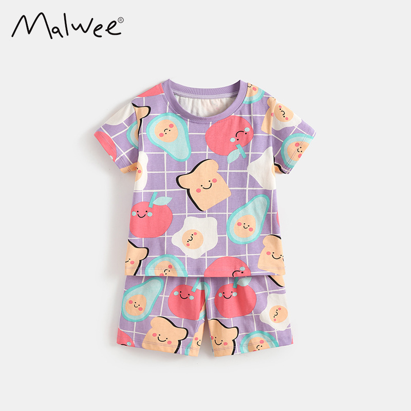 Trajes de niñas malwee transfronterizos de verano nuevos lindos vestidos de cuello redondo para niñas europeas y estadounidenses ropa infantil