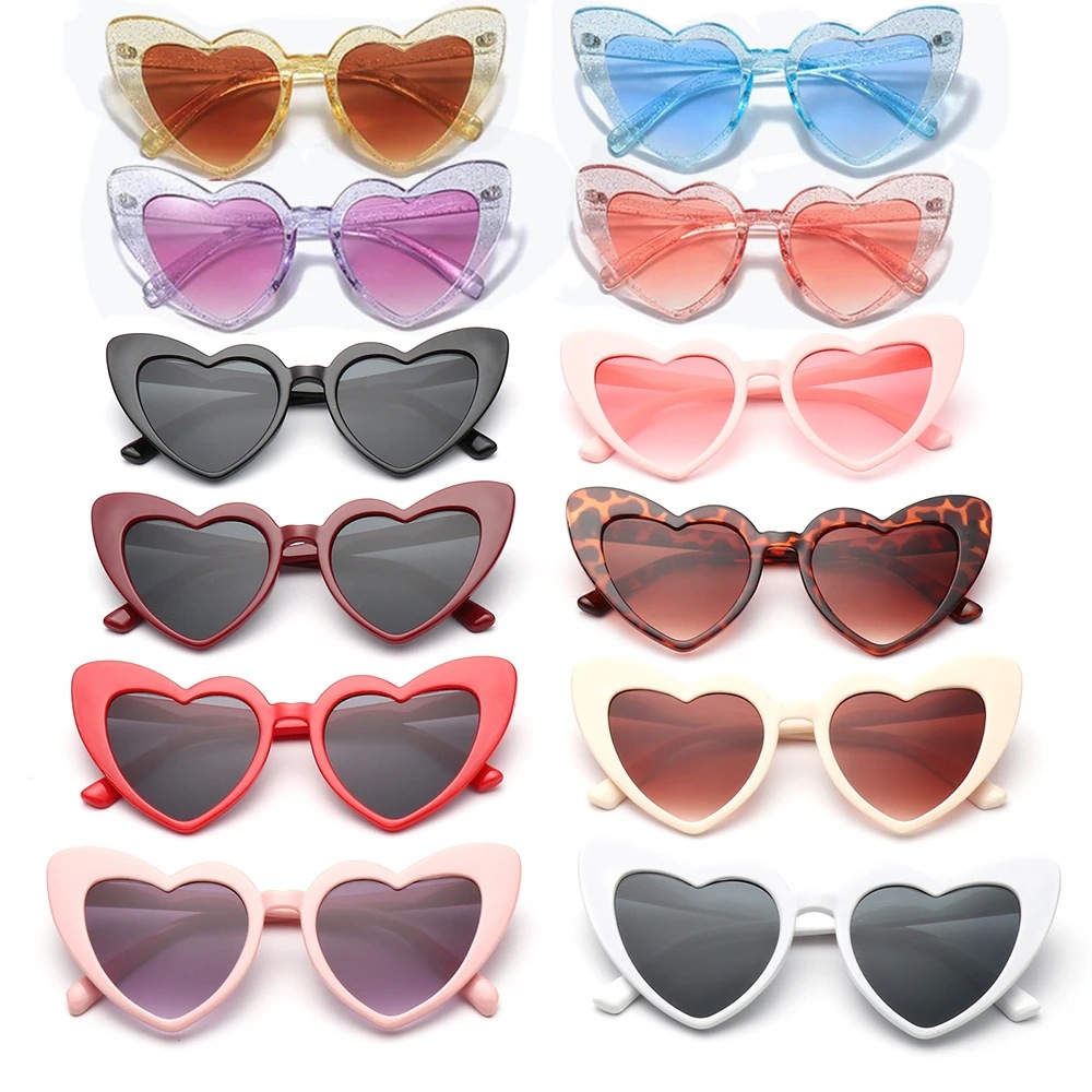 Sunglasses Fashion Versatile Shopping Peach Heart Love Sunglasses Metal Hinge Large Frame Personalized Glasses_voghion.com