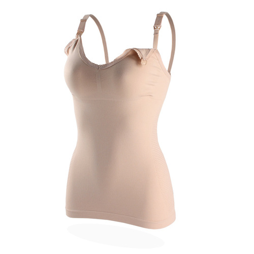 Breastfeeding vest without rims, open button mommy breastfeeding underwear, postpartum waist and abdomen push-up maternity bra for women