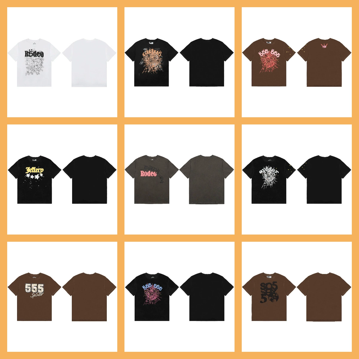 Американская летняя свободная модная футболка с короткими рукавами и принтом паутины sp5der 555555 для мужчин и женщин, летняя пара